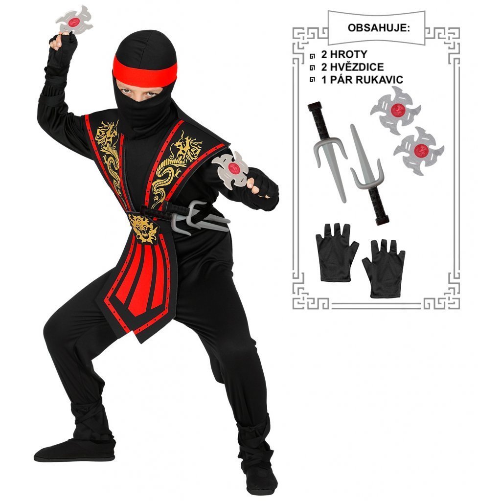 Kostým japonský ninja červený
