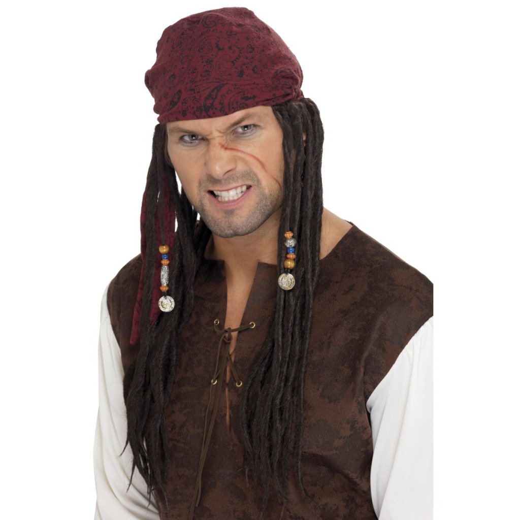 Pirátský šátek s dredy Jack Sparrow