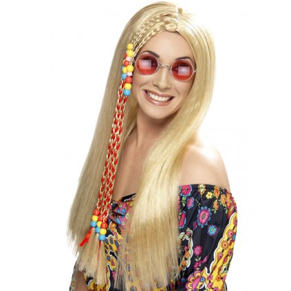 Paruka Hippies blond s korálky