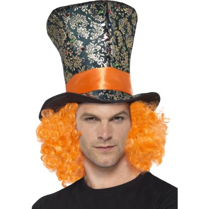 Vysoký klobouk Hatter s vlasy