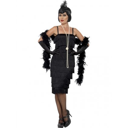 Černé šaty s třásněmi kostým 30. léta