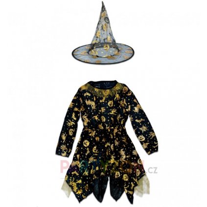 čarodějnický kostým a klobouk pro děti