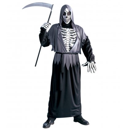 Černý kostým s šedou kapucí Smrtka