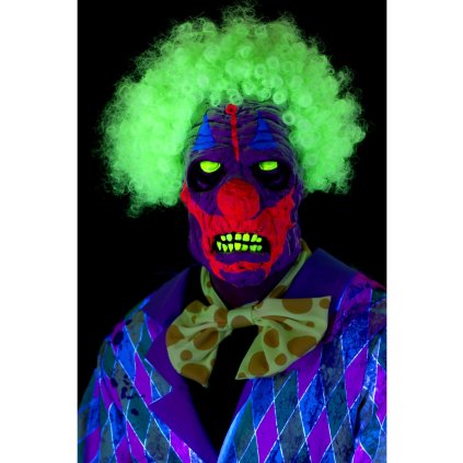 Halloween maska UV Klaun svítící ve tmě