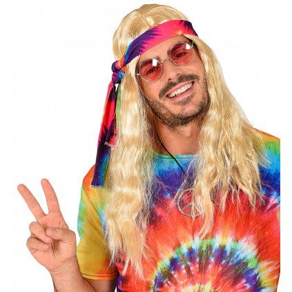 Blond hippies paruka s čelenkou