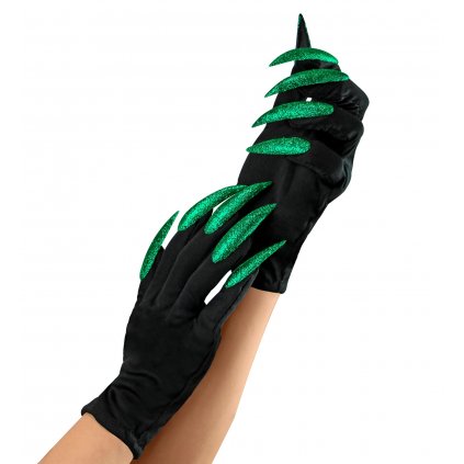 Čarodějnické rukavice se zelenými nehty