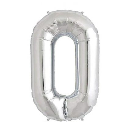 Foliový stříbrný balónek číslo 0 (100 cm)