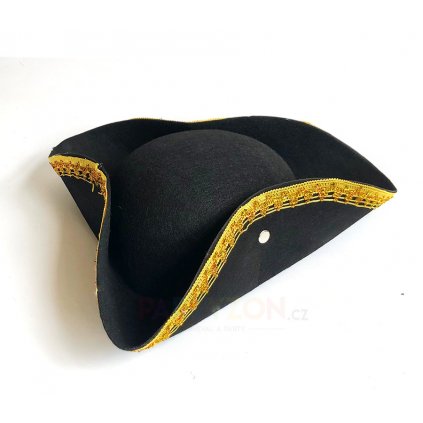 Pirátský klobouk třírohák zlaté zdobení