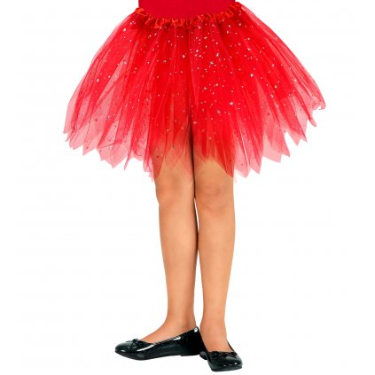 Dětská červená tutu sukně s hvězdami 30 cm