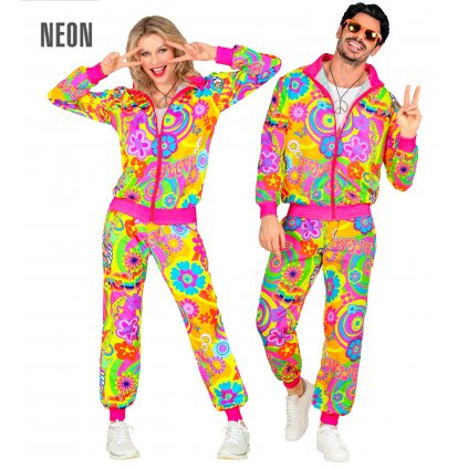 Neonová hippie souprava kostym 60 leta 80