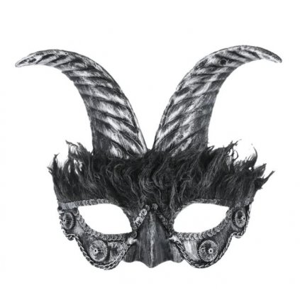 Stříbrná benátská maska Kozel