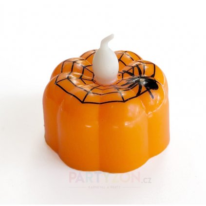 oranzova svicka dyne pavouk LED halloween