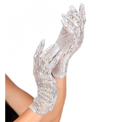 Stříbrné rukavičky s flitry unisex