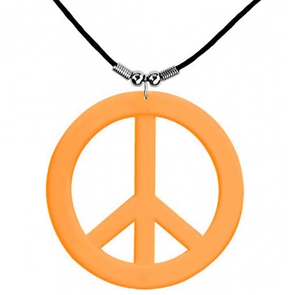 Hippie medailon Peace oranžový