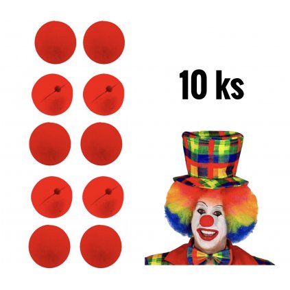 klaunský nos červený 10 ks