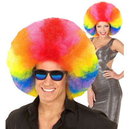 Duhová mega afro paruka