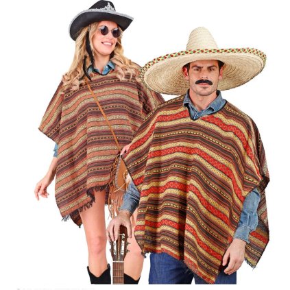 Mexické pončo oboustranné levně