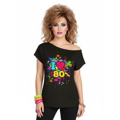Retro tričko 80. léta spadlá ramena