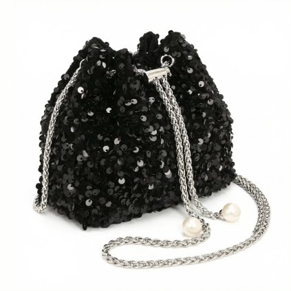 Flitrová kabelka černá retro