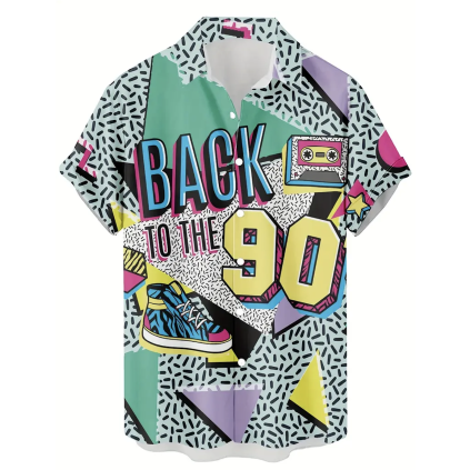 Barevná retro košile 90. léta obleceni