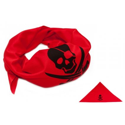 červený pirátský šátek s lebkou