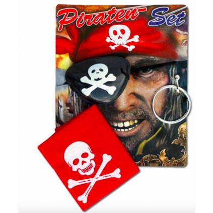 Sada pro piráty šátek, páska na oko, náušnice