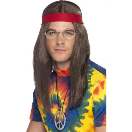 Pánské hippies doplňky (paruka, brýle, přívěsek)