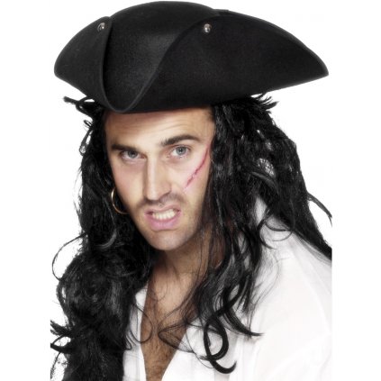 Pirátský klobouk třírohák černý