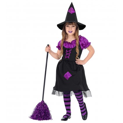 fialovočerný kostým čarodějnice dívčí