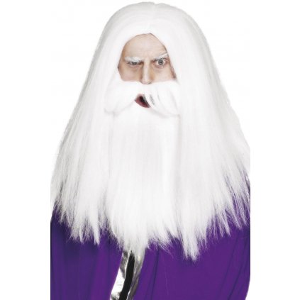 dlouhá bílá paruka s vousy