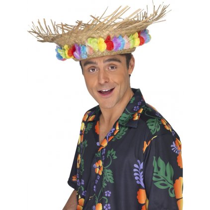 Slaměný klobouk s květinami Hawaii