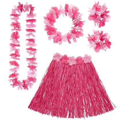 Hula hula set náramky věnec sukně růžová s