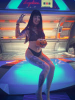  Černá rovná paruka s ofinou ze syntetických vlasů - Anuka tattoo