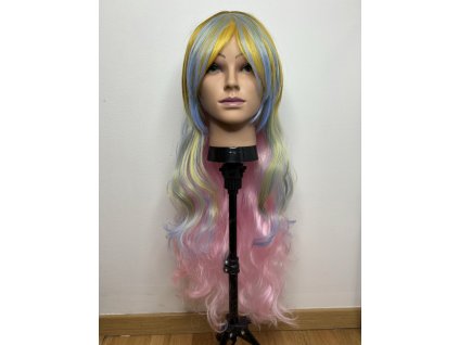Duhová cosplay syntetická paruka.