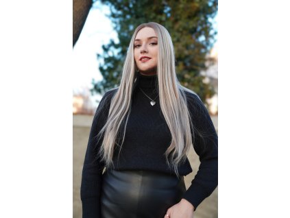 Melírovaná blond rovná lace front paruka.