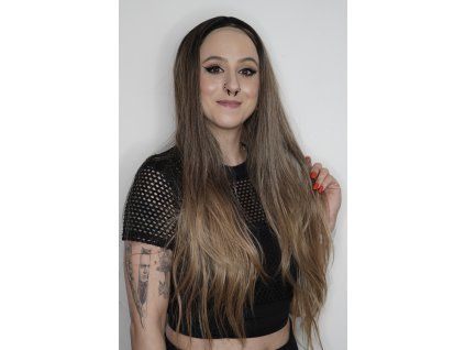 Ombré melírovaná hnědá lace front paruka