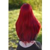 Červená rovná syntetická lace front paruka