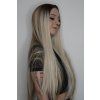 Ombré platinová blond rovná lace front paruka