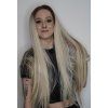 Ombré platinová blond rovná lace front paruka