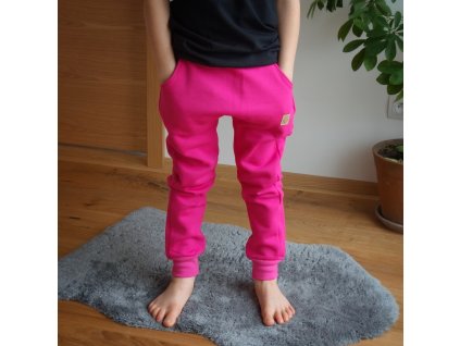 Tepláčky zateplené fuchsiové (nepružné)