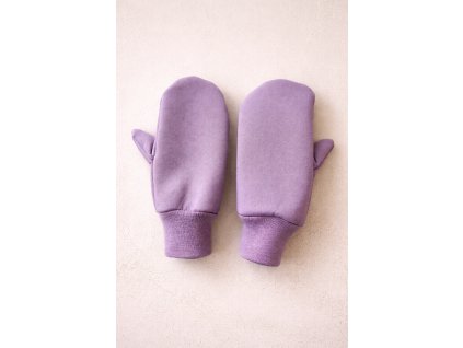 Lavender mittens on soft fabric