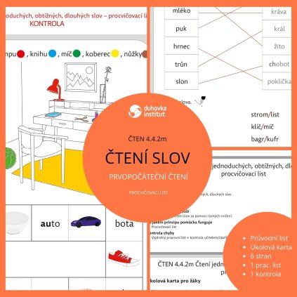 ČTEN 4.4.2m Čtení jednoduchých, obtížných, dlouhých slov – procvičovací list