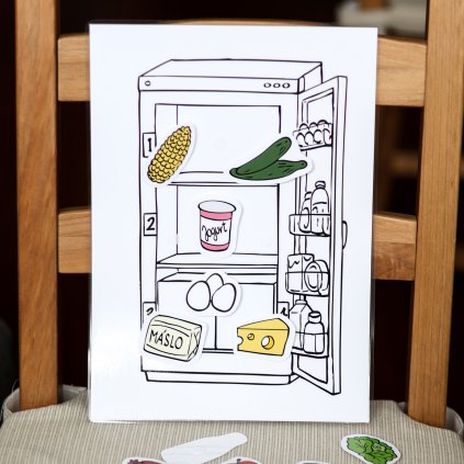 Úklid jídla do lednice – laminovaná pomůcka pro rozvoj sluchové paměti