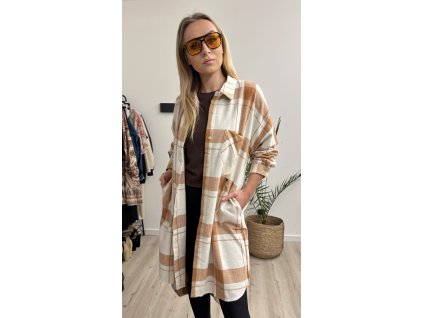 Dlouhá košile s kapsami TIANNA camel