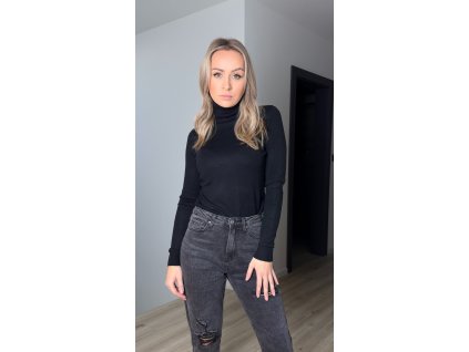 Svetr z viskózy s rolákem JOLY černý