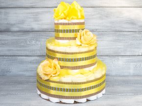 Plenkový dort neutrální – žlutý, třípatrový bez hračky