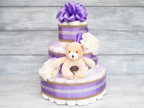 Tripatrovy plenkovy dort fialovy s hrackou