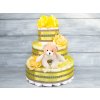 Plenkový dort neutrální – žlutý, třípatrový s hračkoua 2