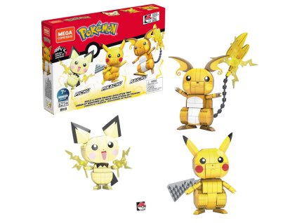 MEGA CONSTRUX POSTAV A VYSTAV SI PIKACHU A JEHO VÝVOJOVÉ TRIO