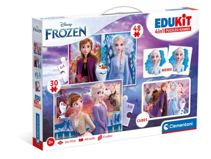 EDUkit - FROZEN 4v1 (pexeso, 48 + 30 puzzle, 6 kociek)